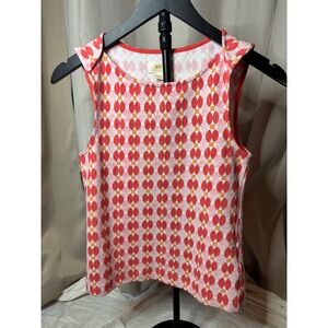 Maeve by Anthropologie Womens Red Pink Geometric Knit Sleeveless Top XXS